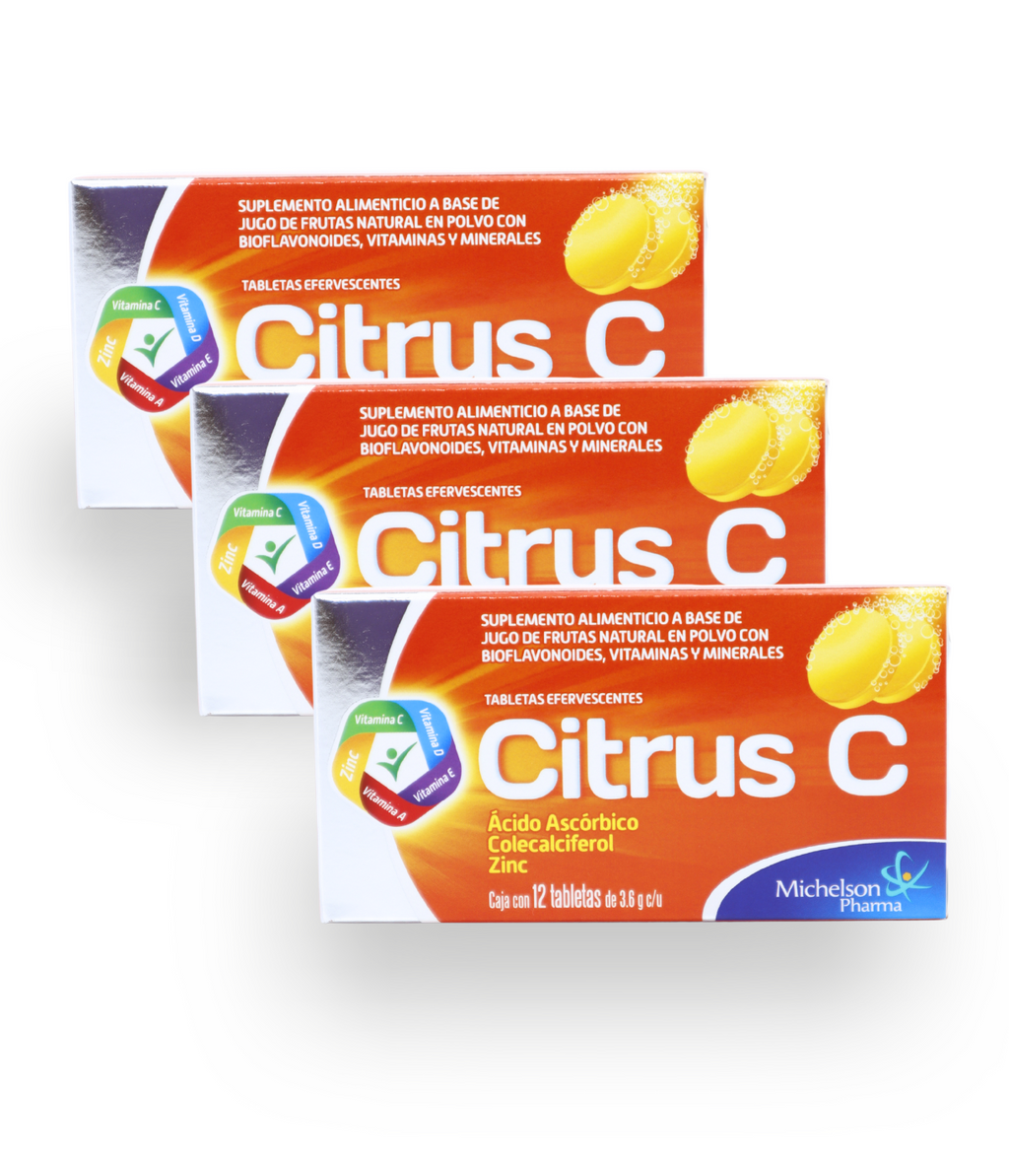 3 PACK | Citrus C Efervescente | 12 Tabletas por frasco