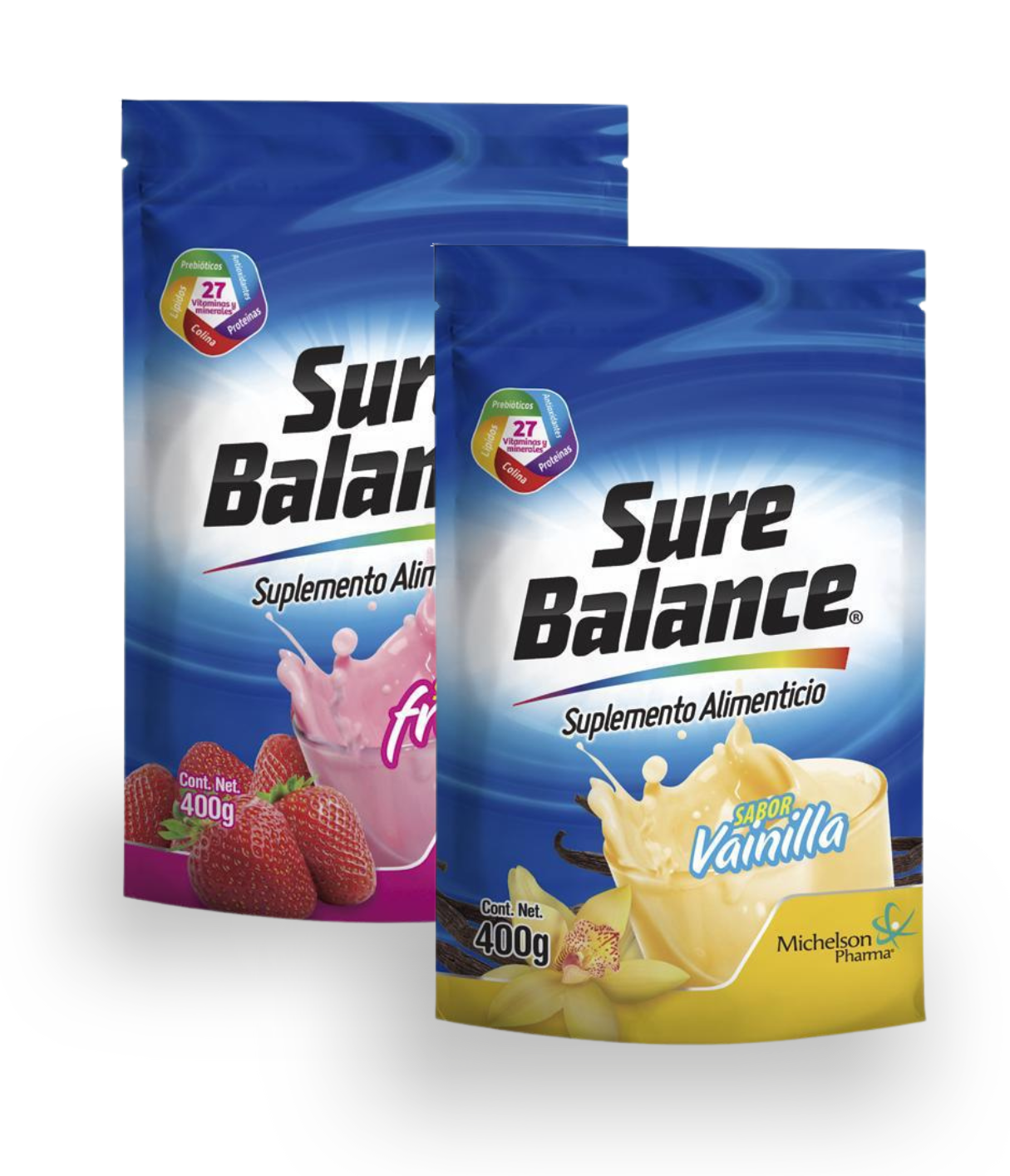 2 PACK | Sure Balance Fresa/Vainilla |  Bolsa Doypack 400 grs
