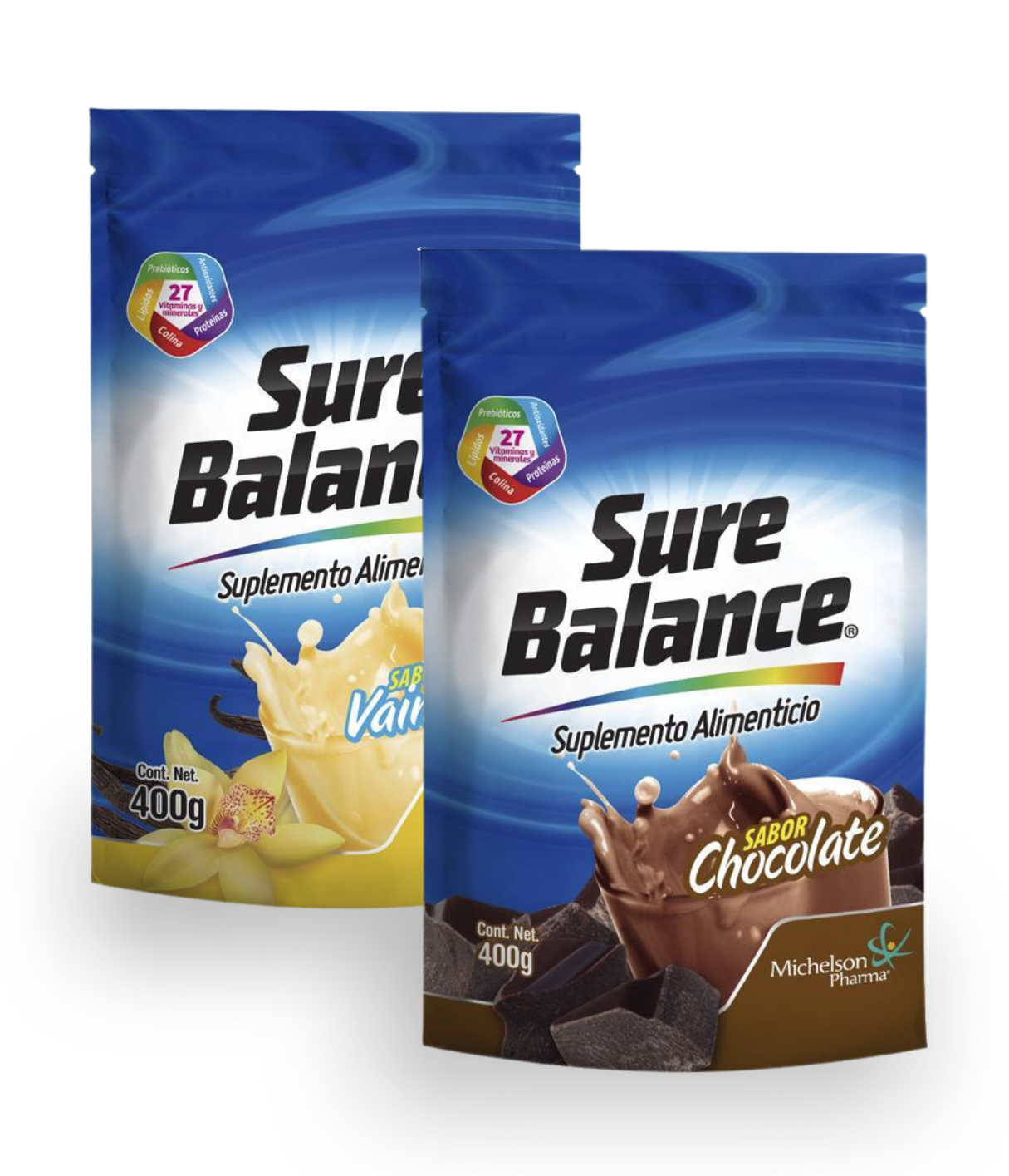 2 PACK | Sure Balance Vainilla/Chocolate  |  Bolsa Doypack 400 grs