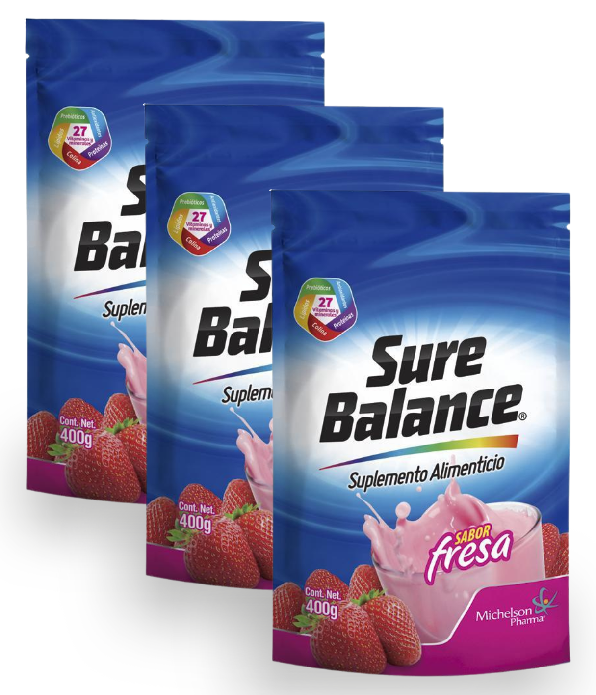 3 PACK | Surea Balance Fresa  |  Bolsa Doypack 400 grs