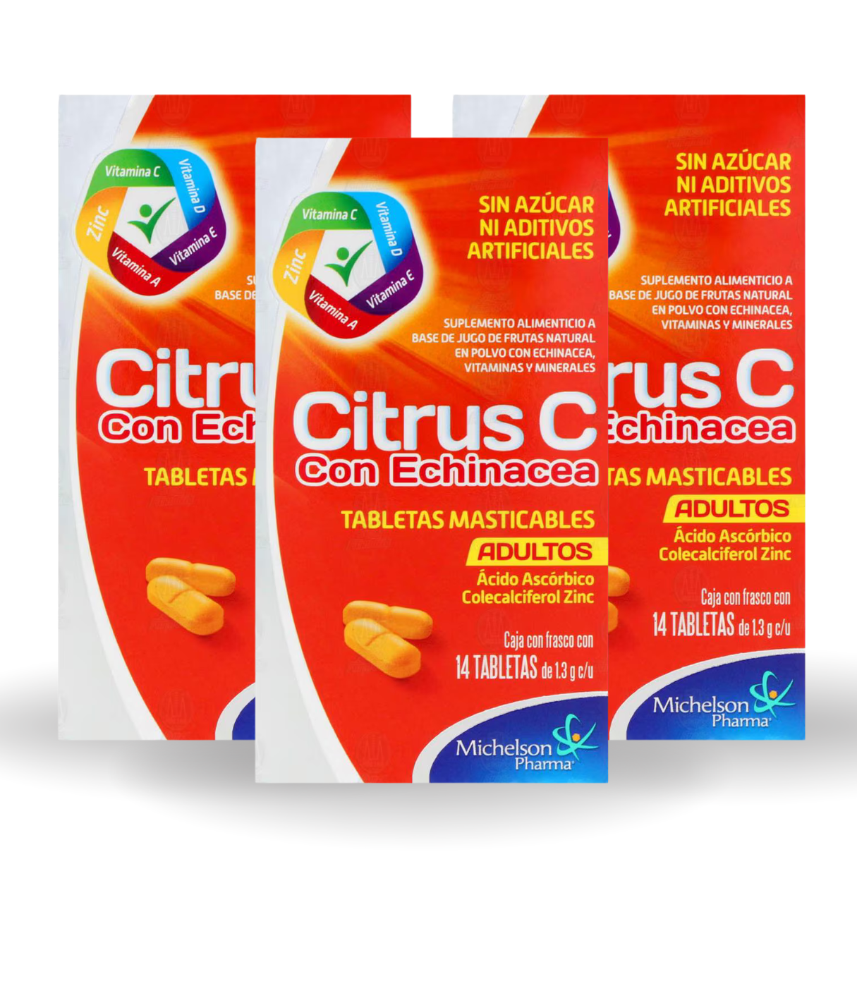 3 PACK | Citrus C con Echinacea | 14 Tabletas por frasco