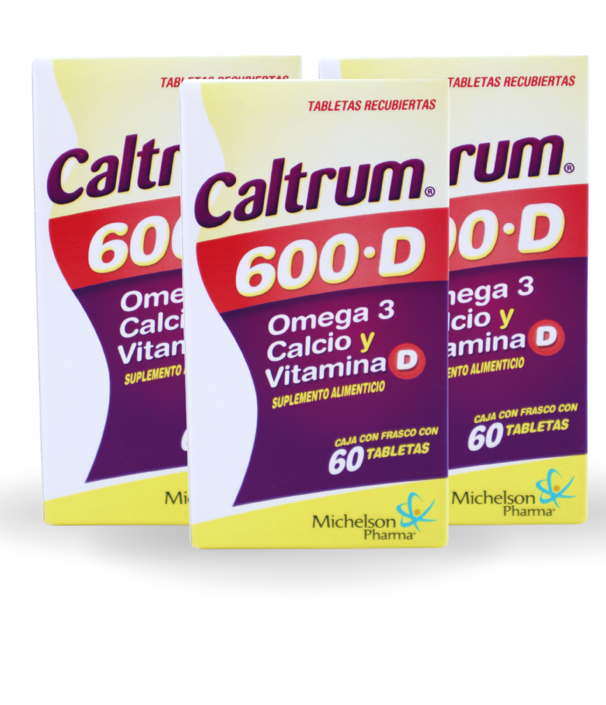 3 PACK | Caltrum 600-D | 60 Tabletas en cada frasco