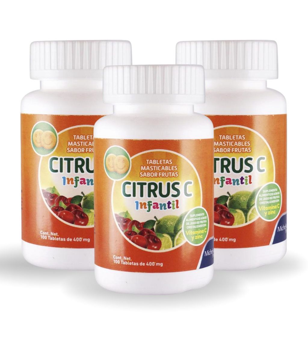3 PACK | Citrus C Infantil | 100 Tabletas por frasco